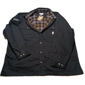Carhartt Mens Ripstop Flannel Lined Shirt Jacket Black 104146 XXL 2XL Regular